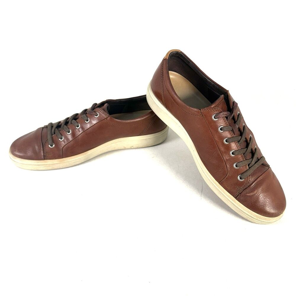 Ecco Mens Brown Soft 7 Leather Lace-Up Casual Sneaker Size 47 US Size 13